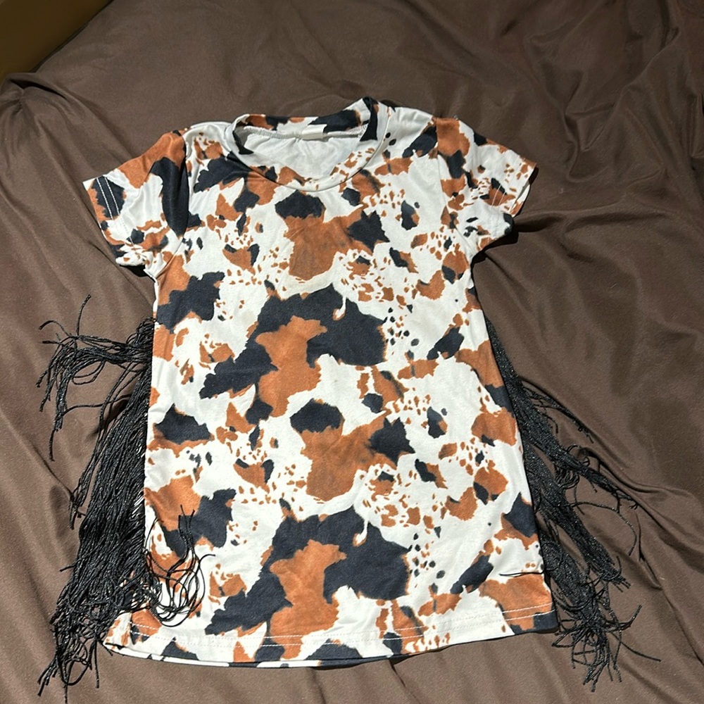 Western cow print dress. 12 month